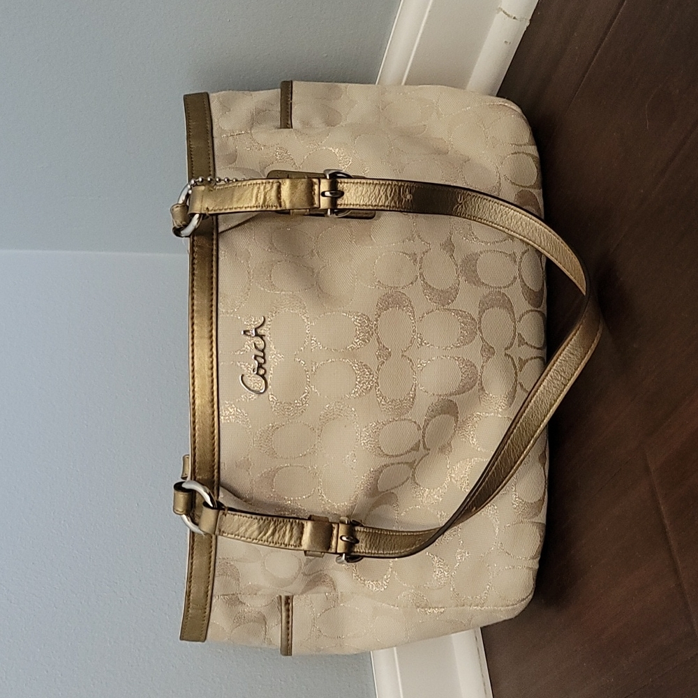 Coach Bag - Gold with signature logo